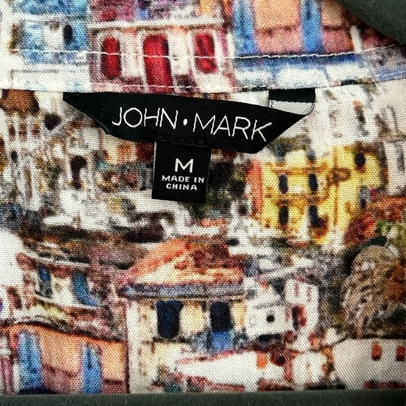 John Mark Multicolor Travel-Inspired Tunic Top | Wire Collar | Size Medium - Picture 3 of 8